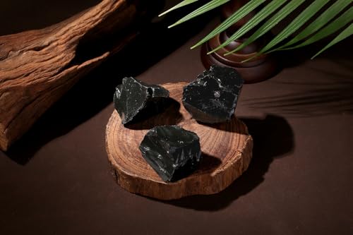2Pcs Black Obsidian Crystals 1.8-2.2" Large Raw Stones Rocks
