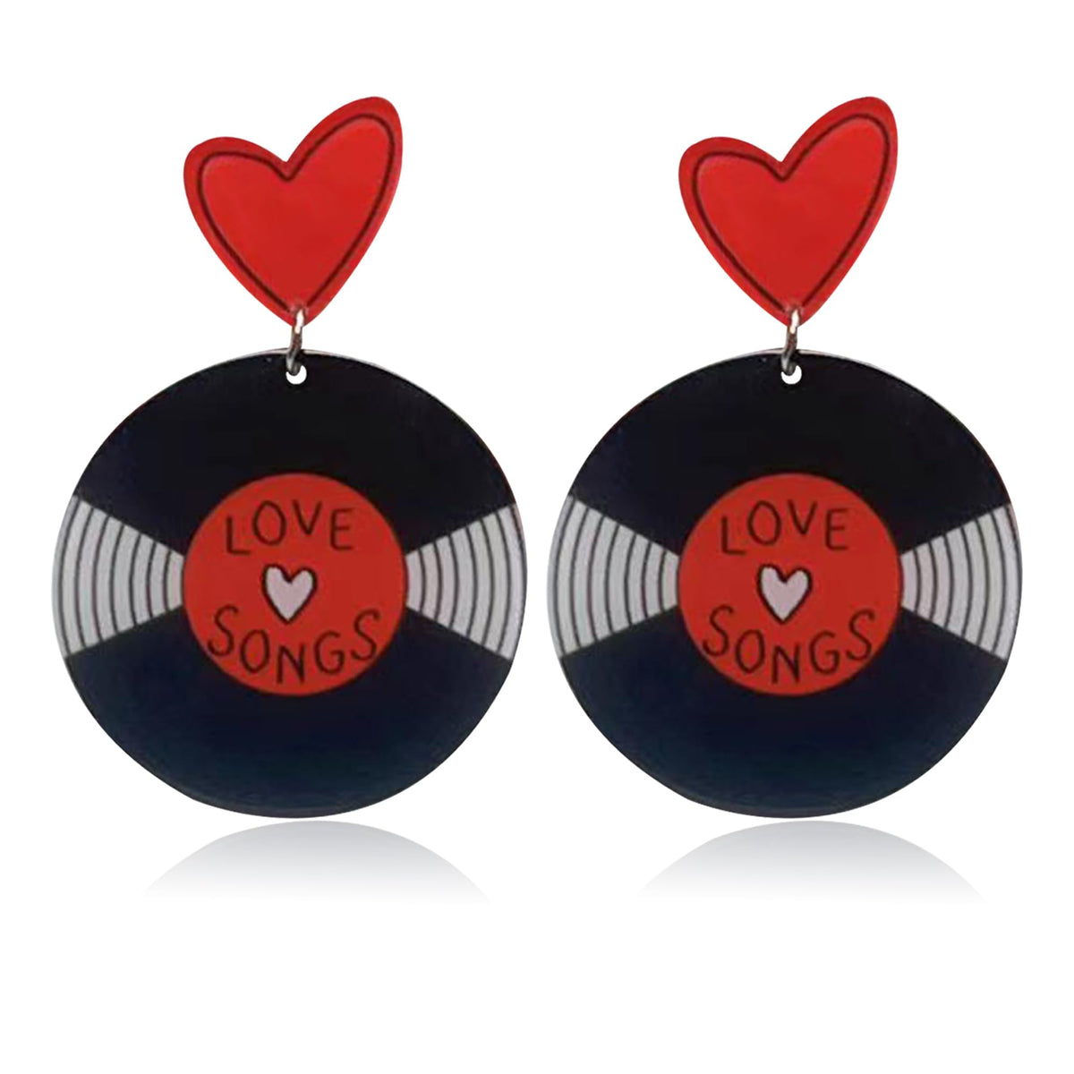 Record Earrings Retro Acrylic Rock Roll 1950's Record Dangle Earrings Vinyl Records Earrings Black Transparent Circle Dangle Earrings for Women Girls 50's Disco Party Statement Jewelry