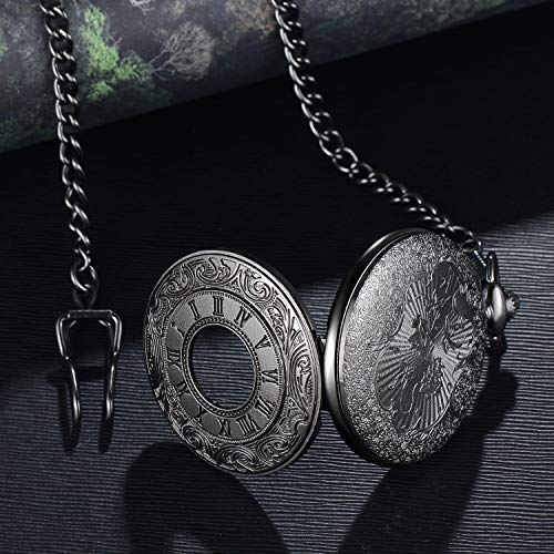 Vintage Roman Numeral Quartz Pocket Watch with Chain