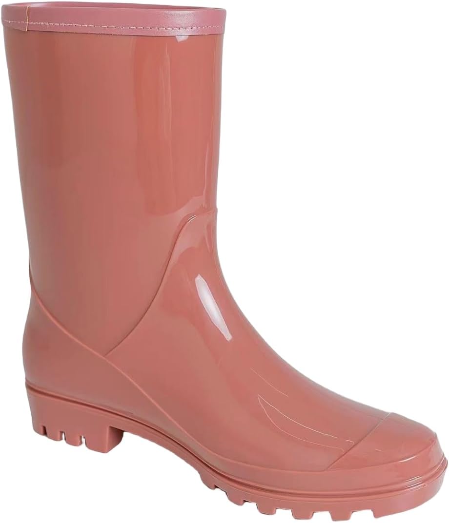 Women's Mid Calf Rain Boots Waterproof Fashion Shoes