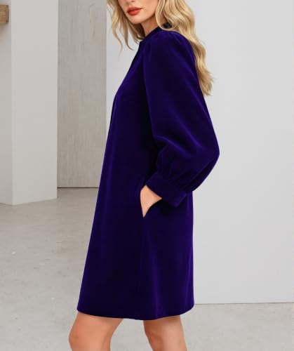 Ladyful Velvet Dress for Women Fall 3/4 Sleeve Cocktail Mini Shift Dress