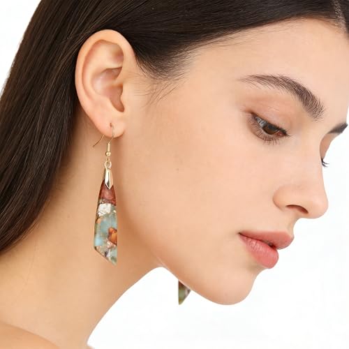 Natural Stone Long Drop Boho Earrings Secondary image