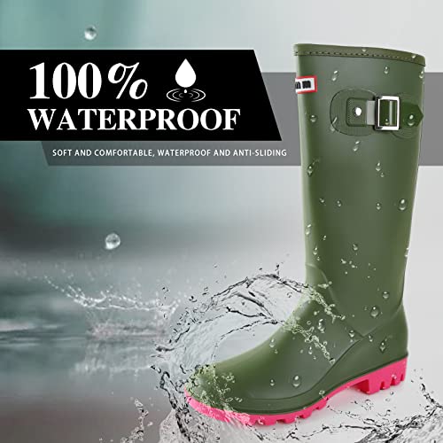 Rain Boots For Women, Waterproof Anti-slip Knee High Rubber Boots