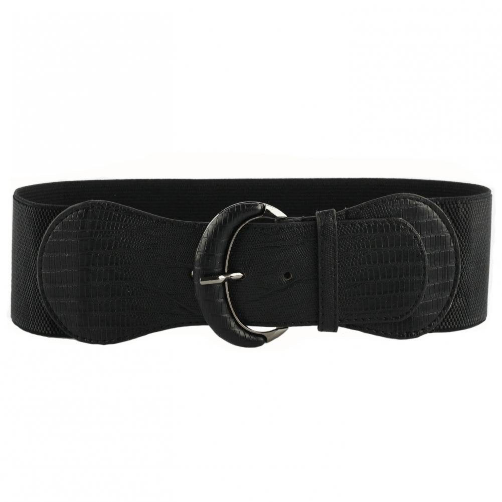 Pu Leather Elastic Wide Belt For Women Ladies Dress Stretch Thick