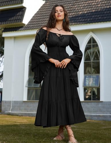 Scarlet Darkness Renaissance Dress Women Long Sleeve Off Shoulder Dresses