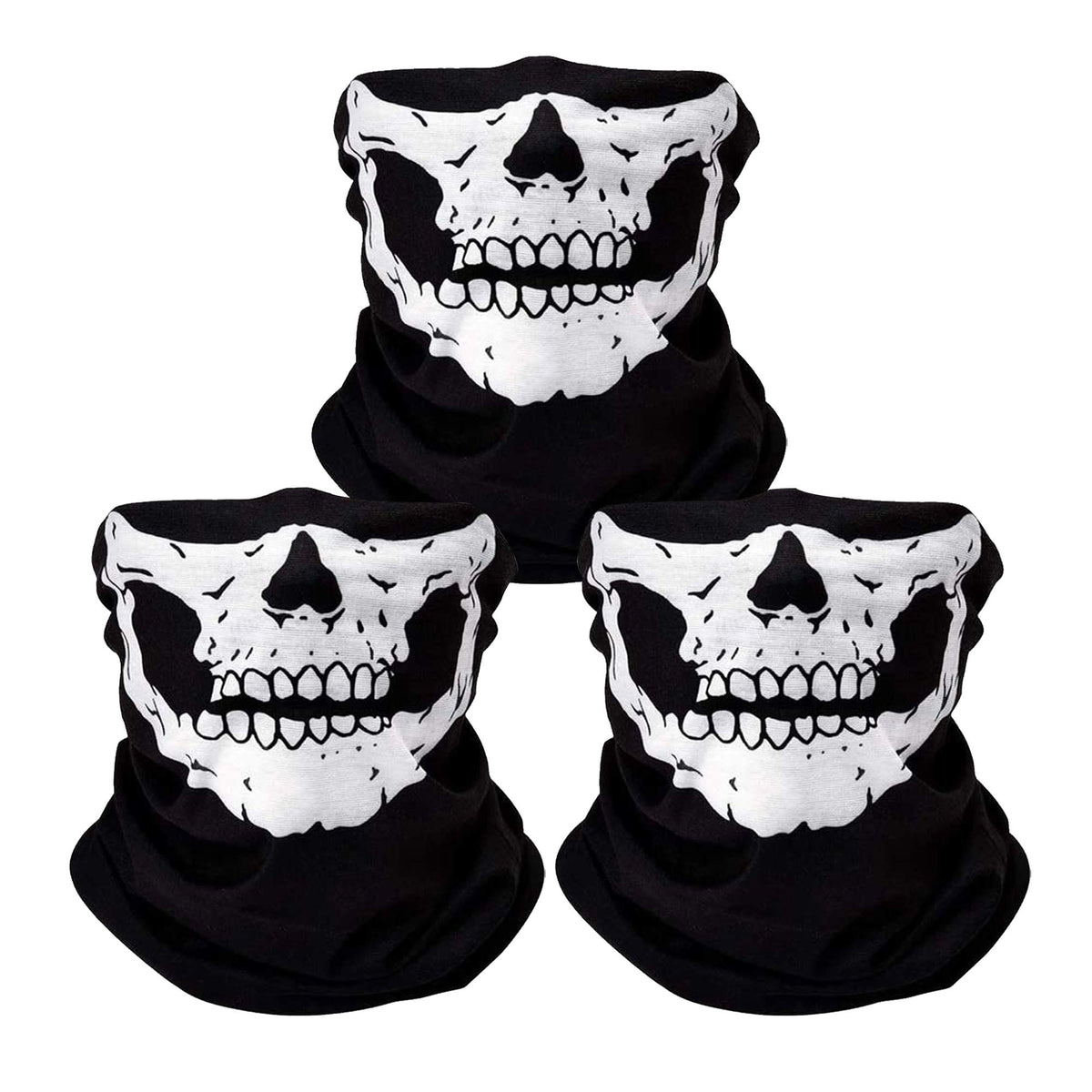 ZKSM 3Pcs Breathable Face Masks Skull Mask Seamless Balaclava Mask Headwear Scarf