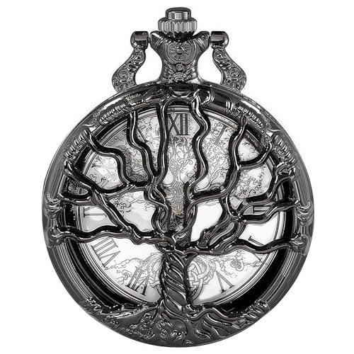 Pocket Watch — Hollow Tree Roman Numerals Antique Quartz Fob