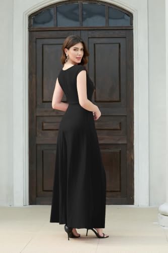 MUSHARE Women's Cocktail Dresses with Pockets Ruffled Sexy Split Party Long Formal Dress