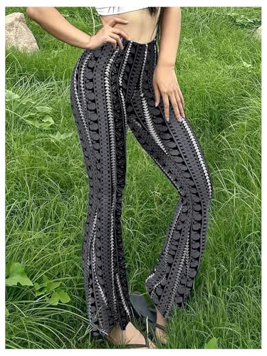 Milumia Women's Boho Yoga Leggings High Waisted Hippie Flared Pants