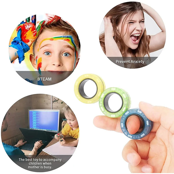 Magnetic Spinner Rings Fidget Toy Set – 3 Pack