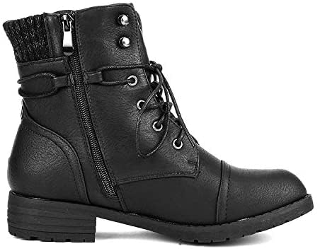 DREAM PAIRS Women's Lace Up Combat boots Ankle Booties