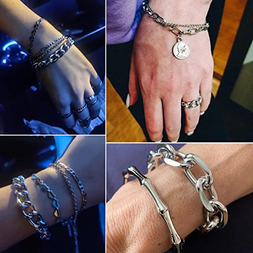 18-25 PCS(6 Pack) Boho Gold Silver Stackable Bracelets Set for Women