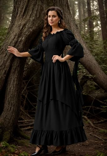 GOLDSTITCH Women's Victorian Dress Renaissance Medieval Costume Gothic Witch Dress for Women
