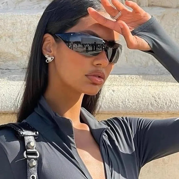 Rimless Rivet One-Piece Y2K Steampunk Sunglasses