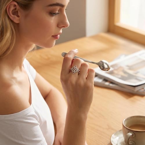 Witches Knot Ring Nudo De Bruja Jewelry Original Tetragrammaton Amuleto de Proteccion 925 Sterling Silver Wicca Moon Irish Celtic Ring Jewelry Gift for Women