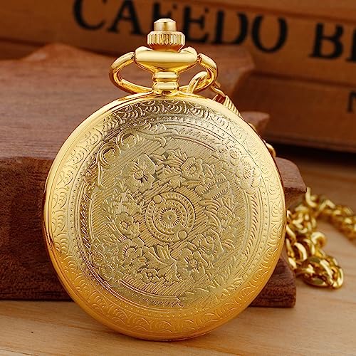 Carved Flower Quartz Pocket Watch with Quartz Movement, Pocket Watch w