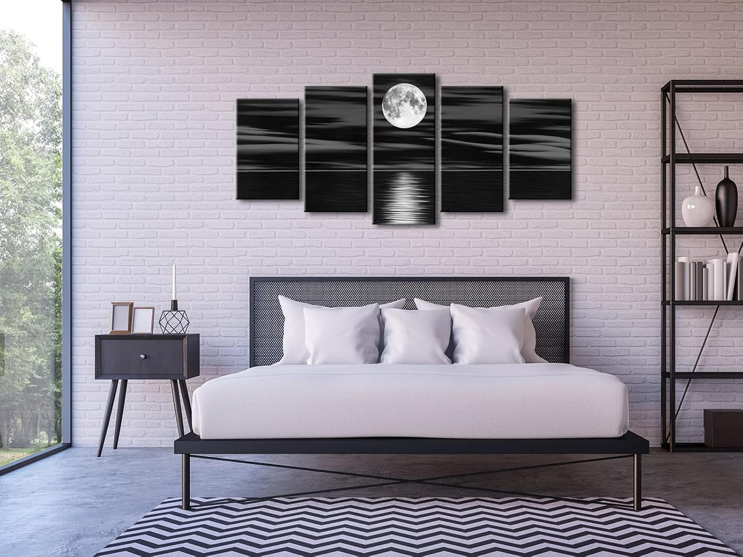 Sea White — Full Moon in Night Canvas Print