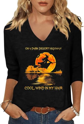 Women's Fall Halloween V Neck Shirt, Hocus Focus Graphic Tee