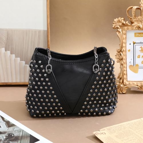 Studded Rivet Chain Crossbody Messenger Bag