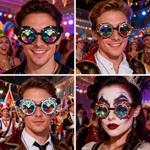 Spiked Kaleidoscope Rainbow Crystal Rave Goggles