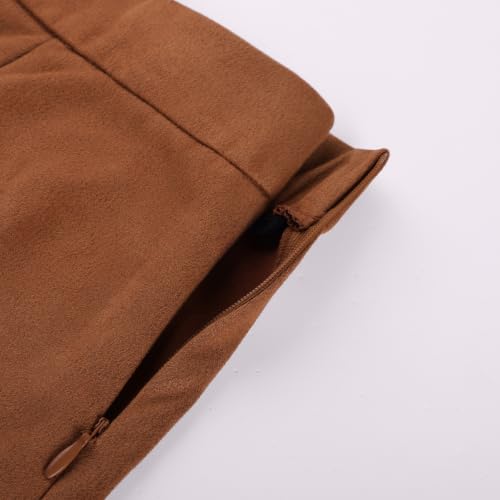 Belle Poque Women Suede Skirt High Waisted A Line Midi Skirts