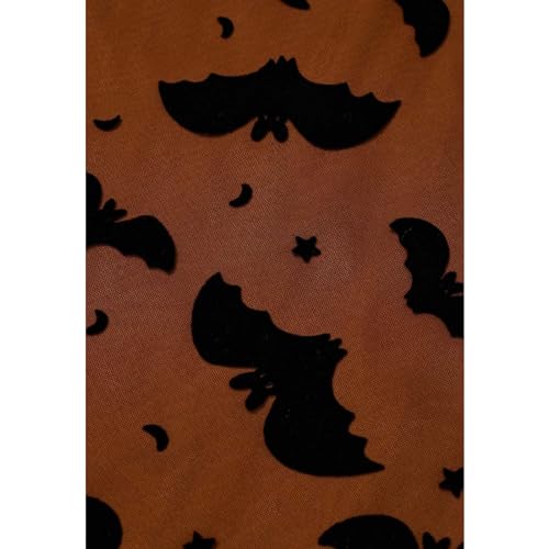 CHICWISH Women's Pumpkin Tulle Tutu Skirt Velvet Bats Elastic Waist Halloween Party Layered Mesh Midi Skirt Halloween Costume