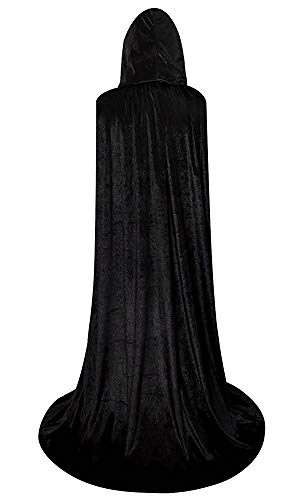 LHJ Unisex Full Length Hooded Robe Cloak Long Velvet Cape Cosplay Costume