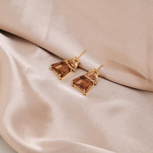 Hypoallergenic Brown Crystal Dangle Earrings for Women