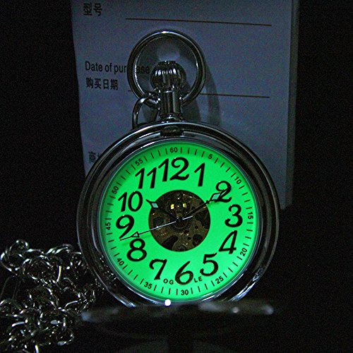 Waterproof Silver Skeleton Half-Hunter Pocket Watch