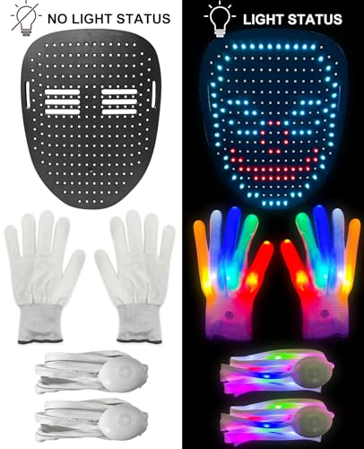 3 Set Halloween Gesture Sensing LED Mask Glow Skeleton Gloves & Shoelaces