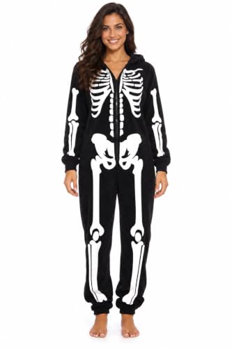 Just Love Women's Adult Onesie Skeleton Halloween Costume with Hood
