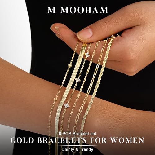 M MOOHAM Gold Bracelets Set for Women No Tarnish
