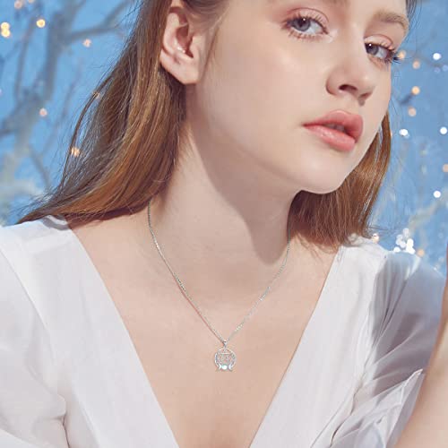 Sterling Silver Pentagram Necklace Triple Moon