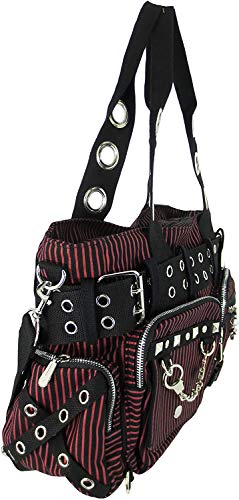 Striped Punk Rock Steampunk Purse with Handcuff Skull Charm