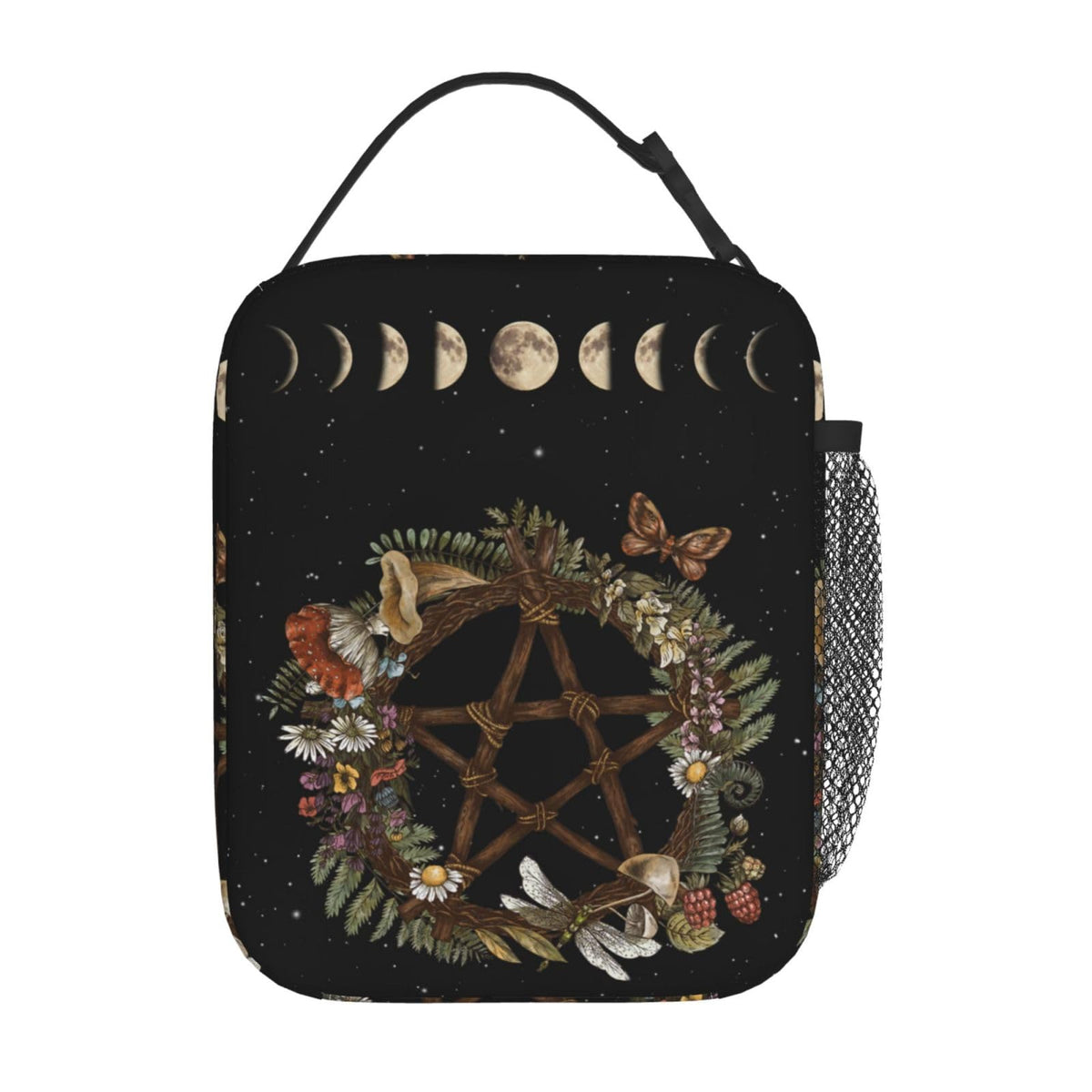 Gianlaima Wicca Moon Phase Witchy Star Magic Mushroom Insulated Lunch Box For Women And Man, Portable Lunch Bags Reusable Cooler Tote For Office Work Travel Picnic Camping Beach