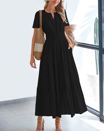 BTFBM Womens Summer 2026 Casual Maxi Dresses Lightweight Short Sleeve Dress