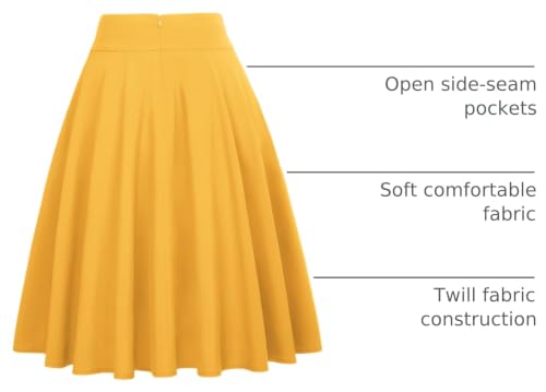 Belle Poque Women High Waisted A Line Skirt with Pockets