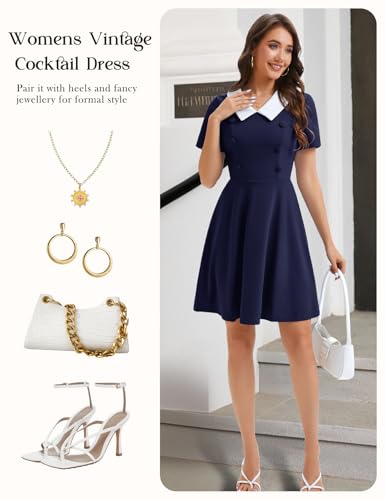 1950s Vintage A-Line Dress with Peter Pan Collar
