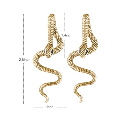Vintage Goth Snake Earrings - Gold & Silver Snake Statement Jewelry for Women's Halloween