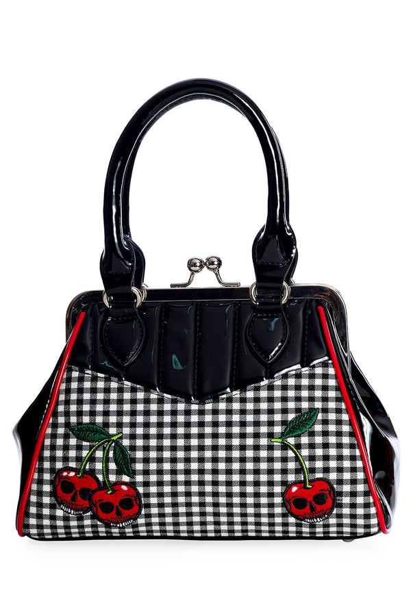 Rockabilly Cherry Skulls Kisslock Handbag