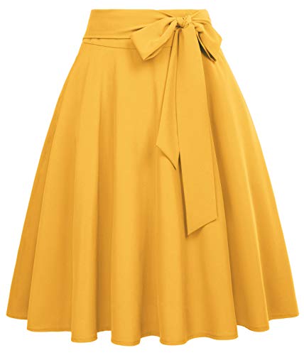 Belle Poque Women High Waisted A Line Skirt with Pockets