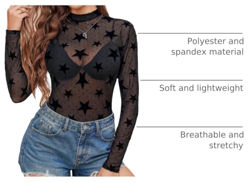 Avidlove Mesh Top for Women See Through Shirt Sheer Blouse Clubwear XS-3XL