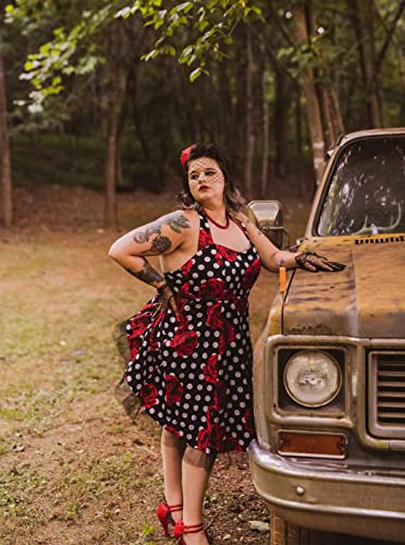 Women's Vintage Polka Dot Halter Dress