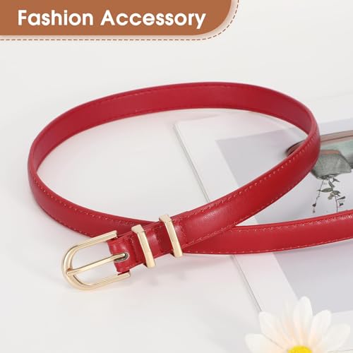 Womens Skinny Leather Belt Ladies Thin Faux Leather Belt With