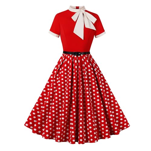 1950s Vintage Floral Cocktail Swing Dress — Short Sleeve A-Line
