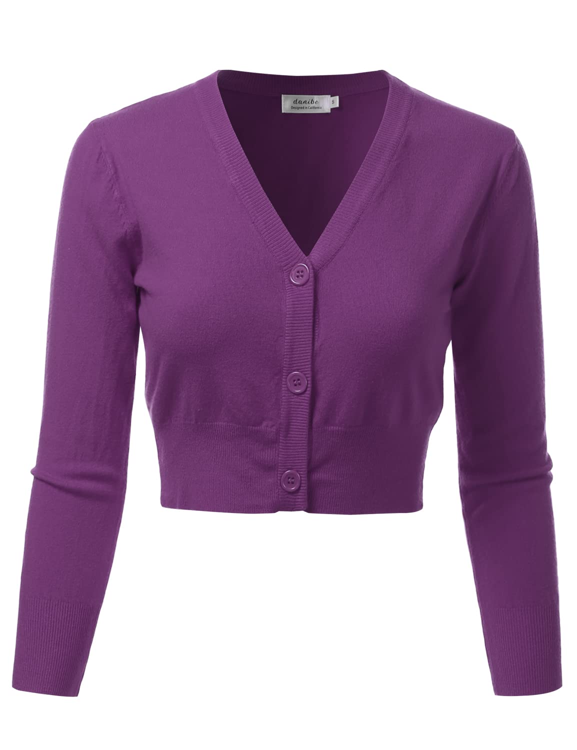 Women's 3/4 Sleeve Soft Open Front Cropped Sweater Cardigan (S-XXL)