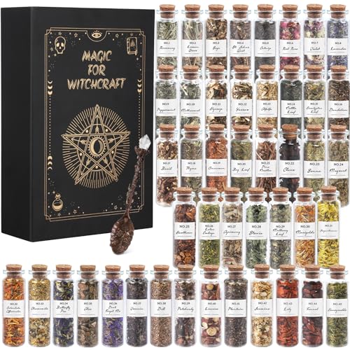45-Bottle Dried Herbs Kit for Witchcraft, Wicca Altar and Magic Spells