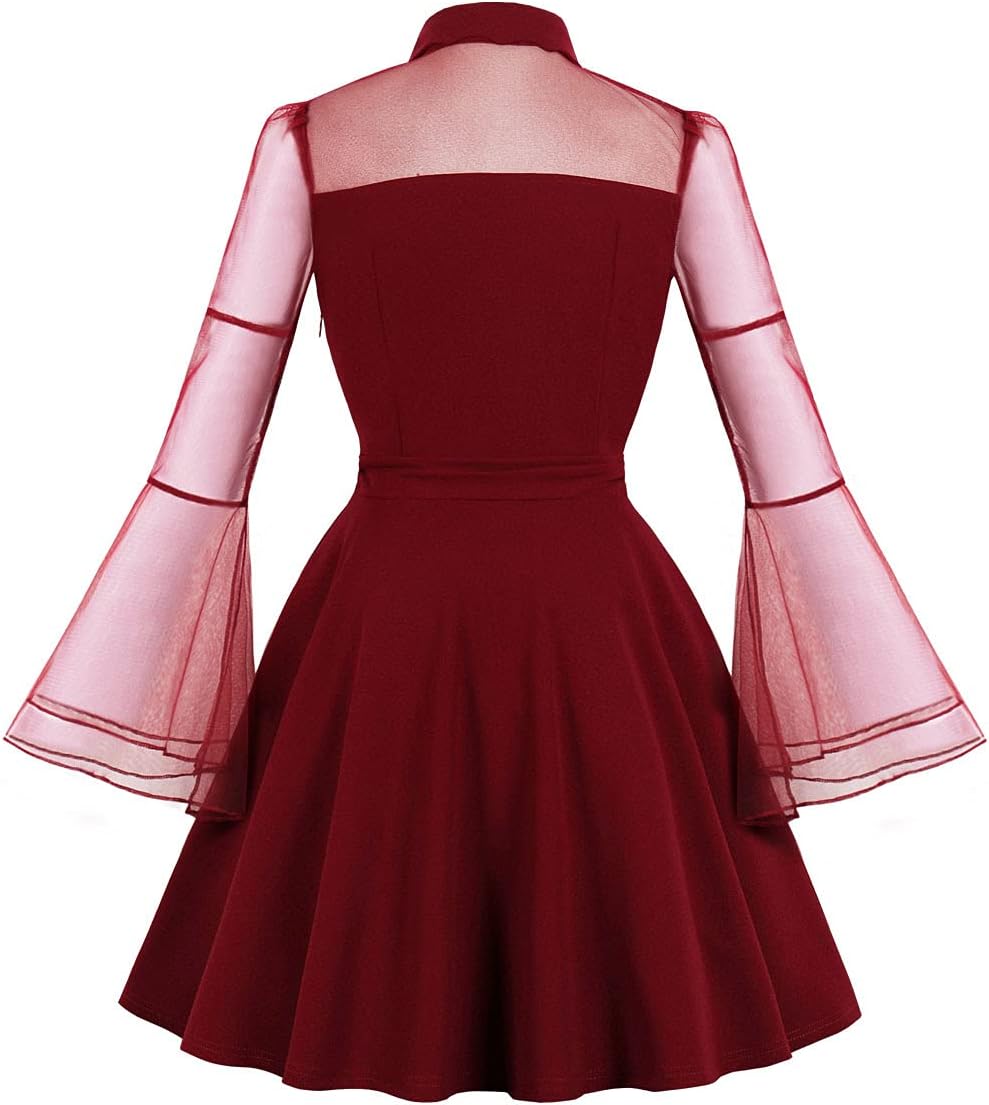 Women's Vintage Polka Dot 1950s Audrey Retro Rockabilly Prom Dress 50's 60's A-Line Cocktail Party Swing Dress