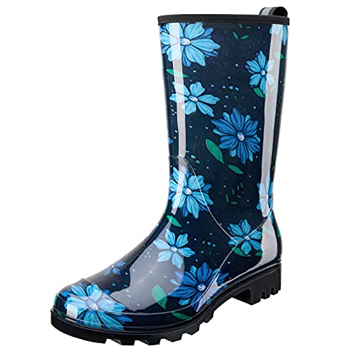 Rain Boots Waterproof Mid Calf Boots For
