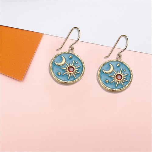 Vintage Sun and Moon Coin Drop Earrings